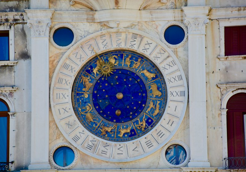 Ornate zodiac astronomical clock